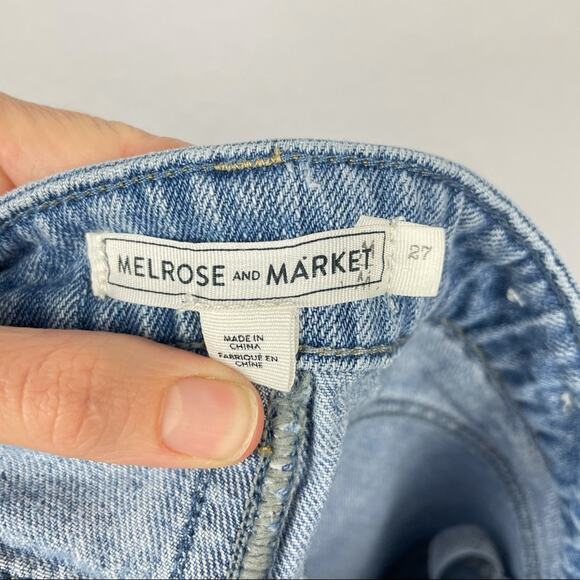 Melrose and Market | Frayed Hem Ruffle Denim Mini Skirt - Picture 7 of 8